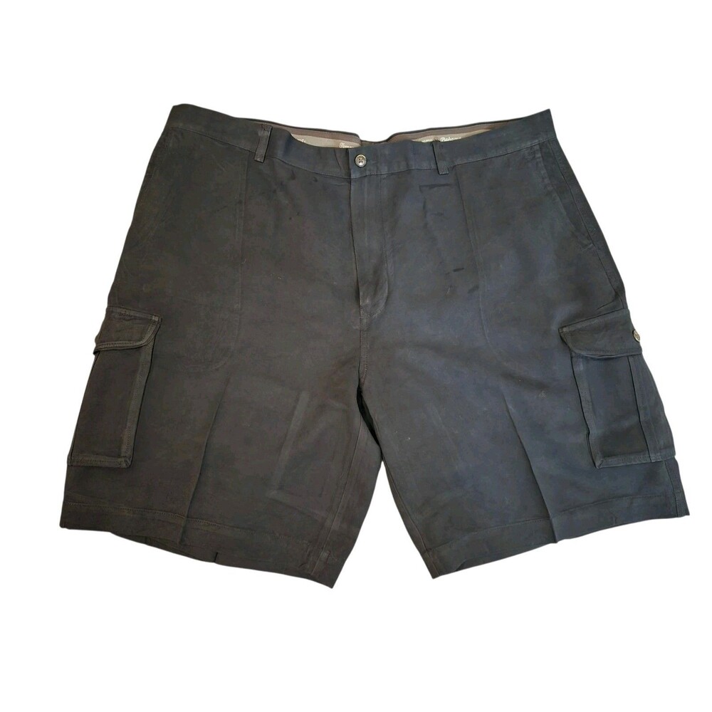 Tommy Bahama Size 44 Black 100% Silk Cargo Shorts Preppy Coastal